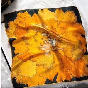 Gold & Black 100% Mulberry Silk Scarf for Women New 21”